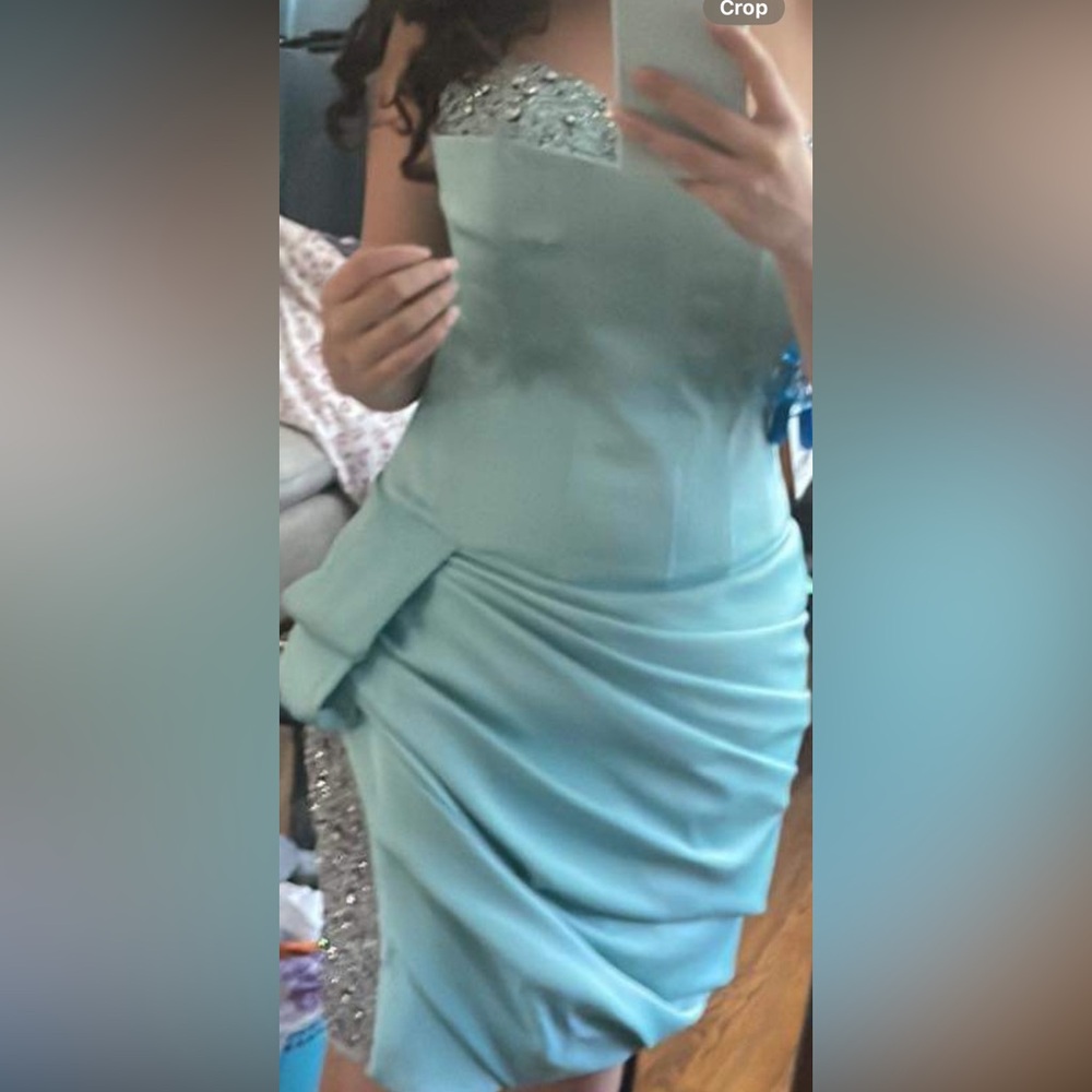 Mint blue dress beaded heart shape